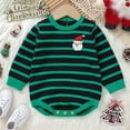 thumbnail image 2 of Mercatoo Baby Christmas Knit Rompe1s Santa Print Striped Snap Crotch Long Sleeve Sweater Onesi1 Infant Winter Warm Daily Clothes, 2 of 6