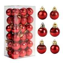 Behome 36 Pack Christmas Ball Ornaments, 6 Styles Xmas Ball with Hanging Loop, Red Xmas Ball Set for Xmas Tree, Holiday Party