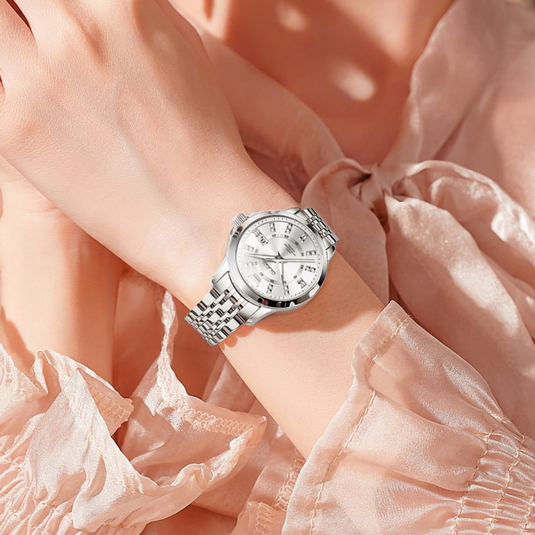OLEVS Watches for Women Diamond with Date Luxury Female Waterproof Womens  Wrist Watches Analog Dress Quartz Stainless Steel Ladies Watch Luminous  Calendar Women's Watch Reloj para Mujer - Walmart.com