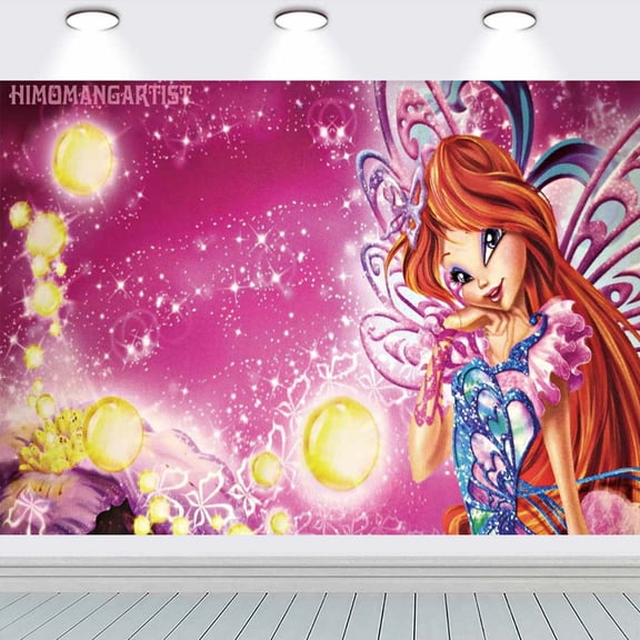 Winx Club Backdrop school Taspestry Wall Decor Banner Party Supplies Poster Birthday Decorations Background for Photography Taspestry