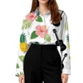 thumbnail image 4 of Womens Button Down Shirts Oversized Long Sleeve Floral Printed Blouses Casual Work Tops Drop Shoulder Outfit Clothes Light pink 3XL, 4 of 5