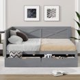 thumbnail image 2 of Euroco Wood Twin Size Daybed with 2 Drawers Sofa Bed for Living Room, Ancient Grey, 2 of 16