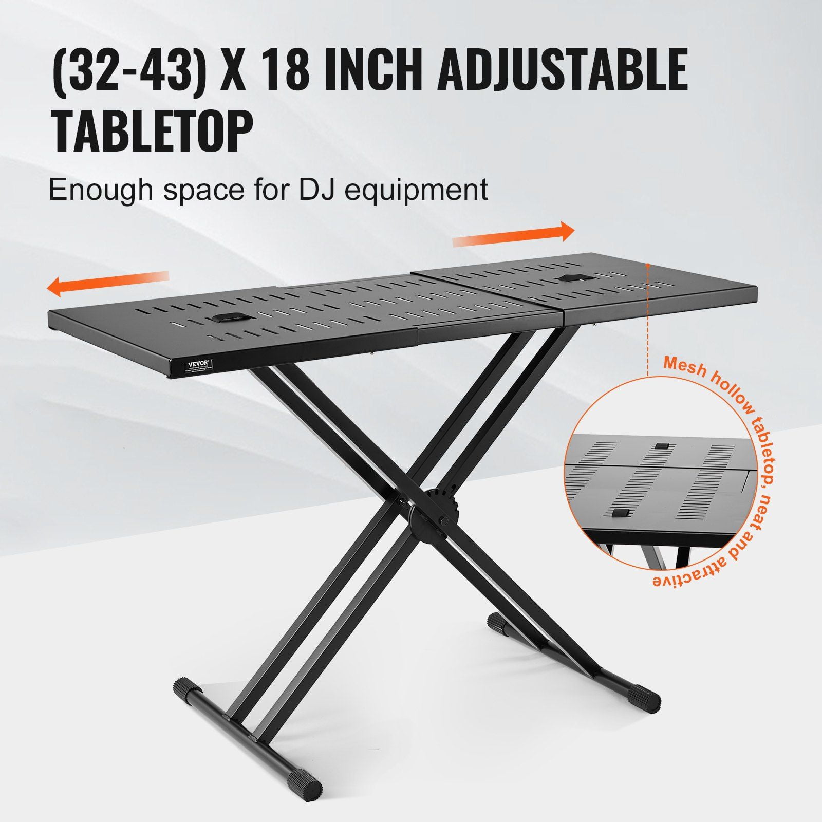 DJ Table Stand Portable Adjustable Height 32 to 43 Inches by 18 Inches Lightweight Foldable Laptop Controller Mixer Keyboard Stand