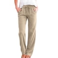 thumbnail image 3 of QSAWXQZ Womens Texture Knit Pants Straight Leg Drawstring Waist Loose Leg Pockets Casual Lounge Trousers 3XL, 3 of 9
