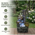 thumbnail image 4 of Morufur 32 Inch Outdoor Fountain with Vintage Pump, Garden Waterfall Fountain with LED Lights for Patio Lawn Backyard, Gray, 4 of 8