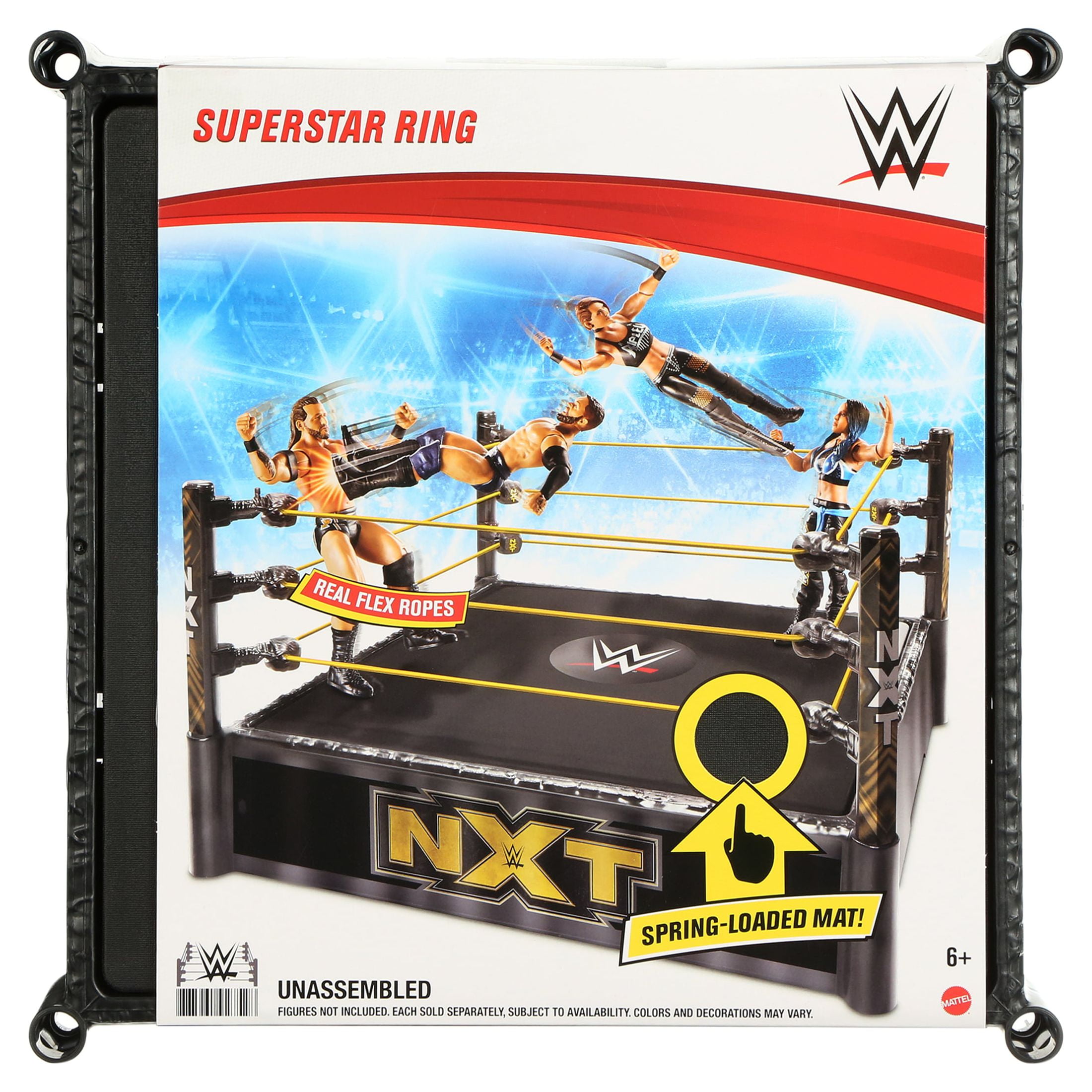 WWE NXT Superstar Ring with Spring Loaded Mat Playset Great Gift for Kids 6 Years and Up