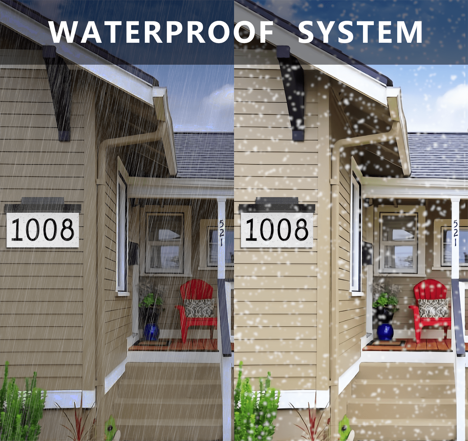 Adorer Solar House Numbers Address Plaques 3 Lighting Colors & Adjustable Solar Panel House Number for Outside, LED Solar Powered Address Sign Outdoor Waterproof