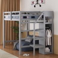 thumbnail image 2 of Euroco Full Size Loft Bed with Storage Wardrobe, Gray, 2 of 15
