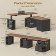 thumbnail image 2 of SEDETA Farmhouse L Shaped Standing Desk with Storage, Standing Computer Desk with Power Outlets, Height Adjustable Two Person Desk with Drawers & Cabinet, Home Office Desk with Open Shelves, Black, 2 of 9