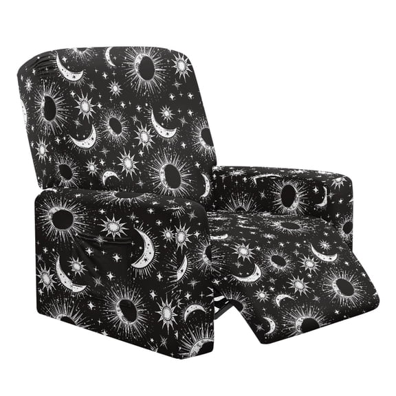 Kuiaobaty Sun Moon Star Print Reclining Sofa Slipcover Single Seater Washable Recliner Chair Cover Large Soft Lazy Boy Chair Cover Breathable with Elastic Bottom for Living Room