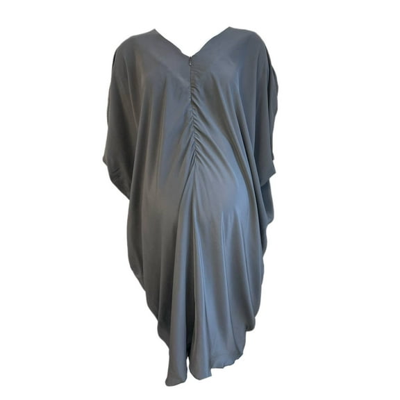 KINWOLFE Women's Maternity Nursary Silk Dress, Nimbus Grey, L