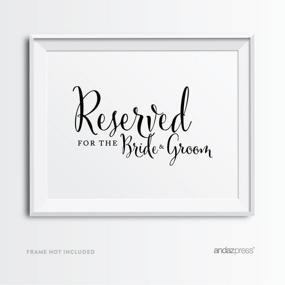 Koyal Wholesale Reserved For Bride & Groom Black White Wedding Sign 8.5x11