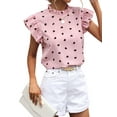 thumbnail image 4 of STARVNC Women Heart Graphic Half High Collar Ruffle Short Sleeve Top, 4 of 7