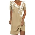 thumbnail image 1 of Short Sleeve Dress for Women,Casual Summer Dress for Women,Womens Printed Short Sleeve Round-Neck Mid-Calf Dress,Short Sleeve Dress,Short Sleeve Dress, 1 of 5