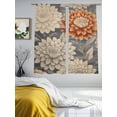 thumbnail image 3 of Burnt Orange Grey Flower Sheer Curtains 72 Inch Length 2 Panels Set, Botanical Spring Floral Voile Window Treatment Rod Pocket Curtains Sheers Drapes for Bedroom/Living Room/Kitchen 52"x72"x2, 3 of 7