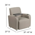 thumbnail image 5 of Flash Furniture George Adult LeatherSoft Waiting Room Guest Chair with Tablet Arm and Cup Holder, Gray, 5 of 13