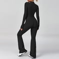 thumbnail image 5 of QHFBli Women Long Sleeve Flared Jumpsuit Zip Up Romper One Piece Full Bodysuits Yoga Unitard Wide Leg Catsuit, 5 of 5