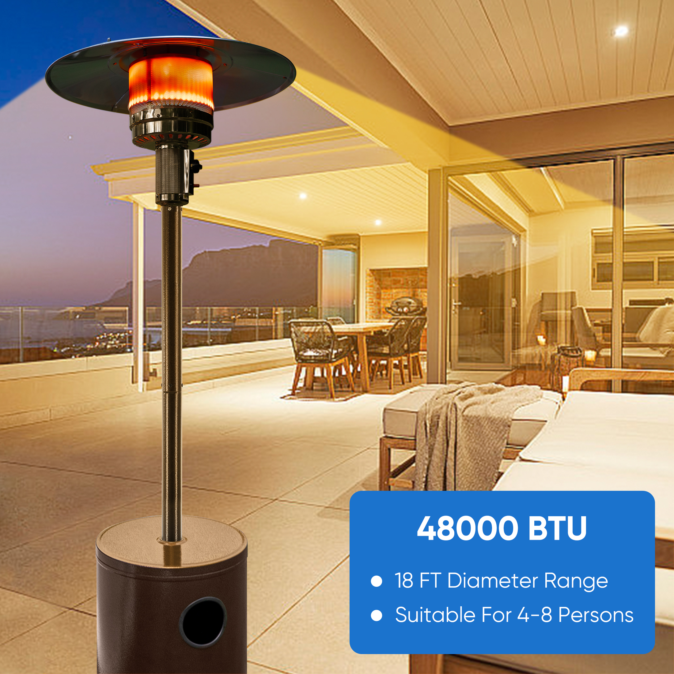 EDX 48000 BTU Propane Patio Heater, Brown photo 5