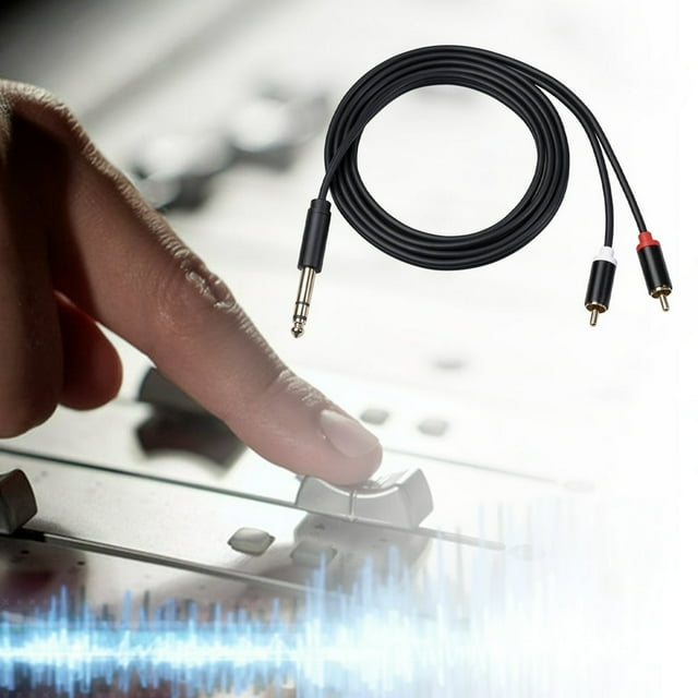 6.35mm Male to 2 RCA Male Audio Cable Copper Conductor Stereo Wire Cord for Sound Mixing Console