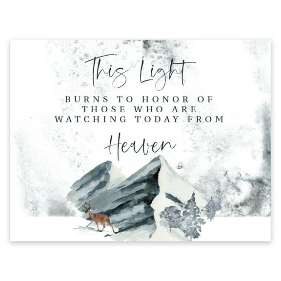 Koyal Wholesale Unframed Snowy Woodland Forest Watercolor Party Sign, This Light Burns To Honor Those Who, 1- Pack