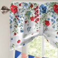 thumbnail image 5 of Independence Day Flower Tie Up Valances Curtain, Adjustable Kitchen Farm Red Blue White Floral Green Leaf Gray Plaid Valances for Windows Rod Pocket Short Curtains Set for Bedroom/Bathroom, 60"x18", 5 of 9