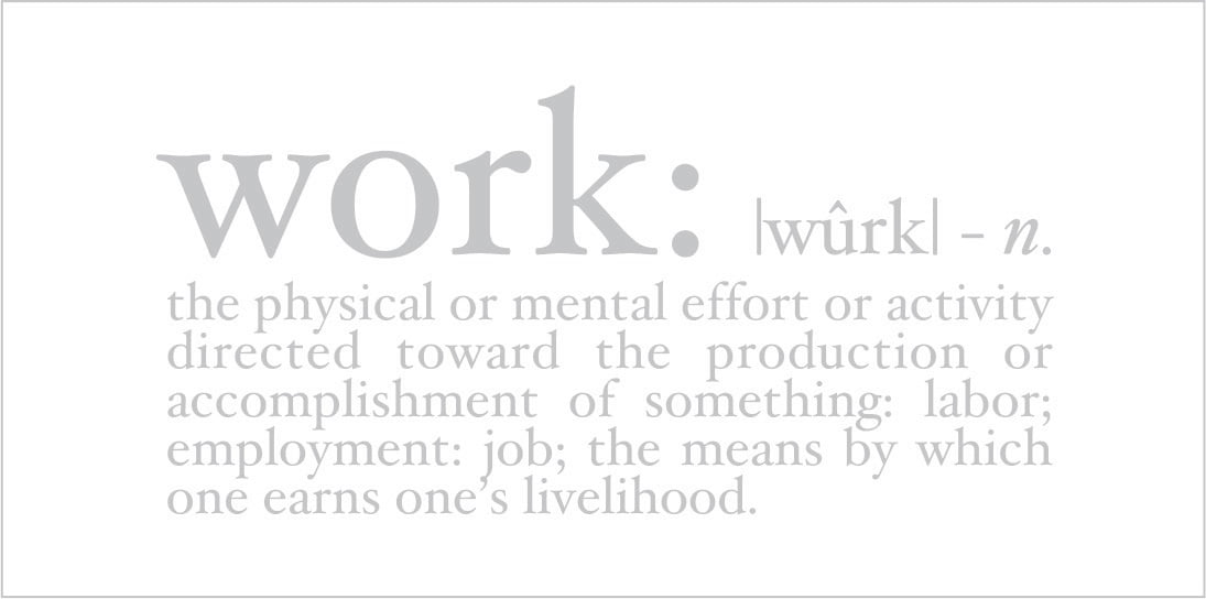 Work Definition Vinyl Decal Medium Silver