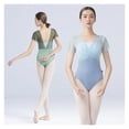 thumbnail image 4 of Women Ballet Leotards Dance Leotard Short Sleeve Pleats Ballet Bodysuit Adult Fake Two Piece Gymnastics Leotards, 4 of 10