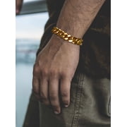 ChainsProMax Mens Bikers Bracelet Gold Plated Stainless Steel Motorcycle Bike Chain Bracelets 12mm Wide 8.3inch