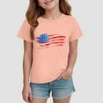 thumbnail image 2 of Gubotare Girls Usa Shirt Girls' T Shirts Short Sleeve Summer Shirts Fashion Crewneck Tops Tee Blouse (Light Pink,Size 9-10 Years), 2 of 4