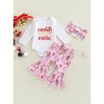 thumbnail image 2 of Canis Newborn Baby Girls Cotton Tops Romper Floral Pants 3Pcs Outfits Set Clothes, 2 of 7