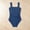 Navy, variant on Girls Square Neck One Piece Swimsuit, Solid Color with Adjustable Wide Straps Tummy Control, Classic Retro Bathing Suit for Kids Beach Pool(Navy,15-16Years)