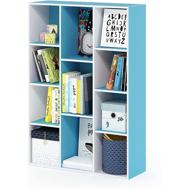 Estantería Abierta Reversible de 11 Cubos, Blanco con Verde