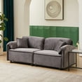thumbnail image 3 of 79" Velvet Loveseat Sofa with 4 Pillows, Luxury Upholstered 3 Seater Couch with Turned Inward Back and Arms, Modern Sofa Couch with Extra Wide Seats for Living Room Apartment Office, Grey, 3 of 9