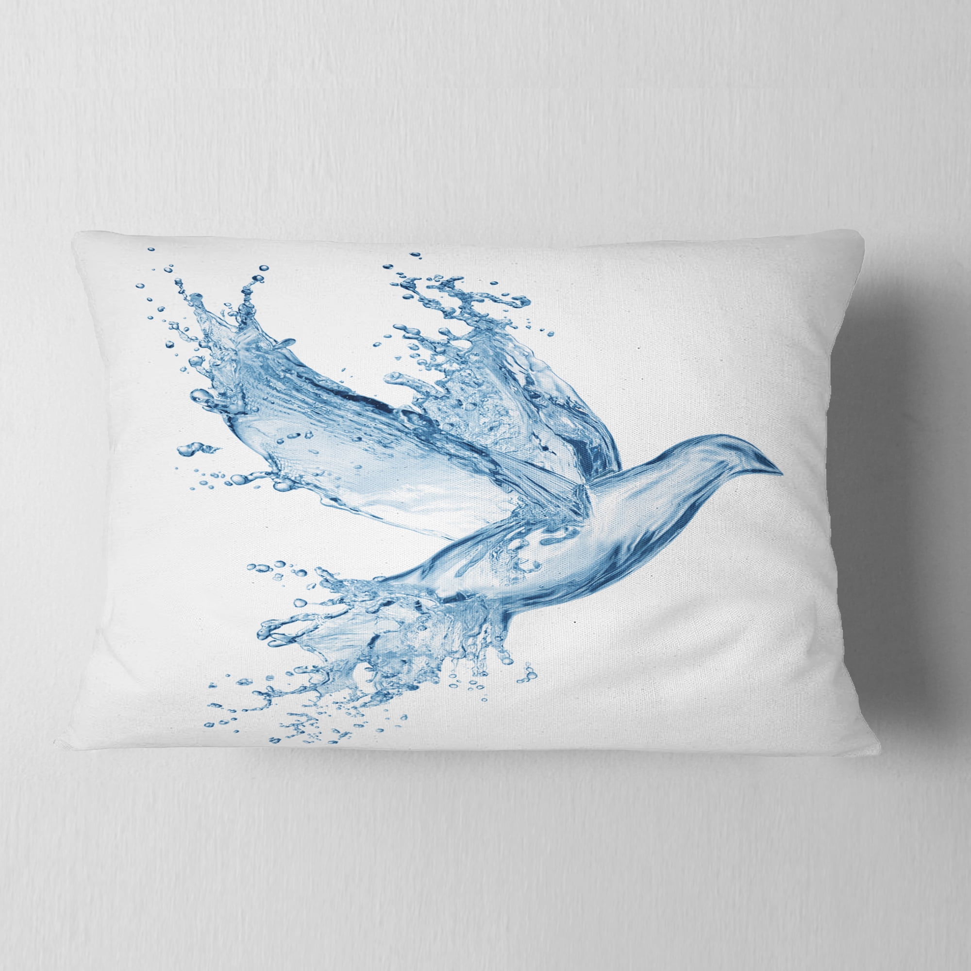 Designart Dove from Water Splashes - Animal Throw Pillow - 12x20