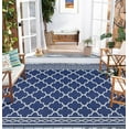 thumbnail image 2 of Hasoo 9' x 18' PP Tube Woven Outdoor Rug for Patio Reversible Carpetfor Camping Navy & White, 2 of 6