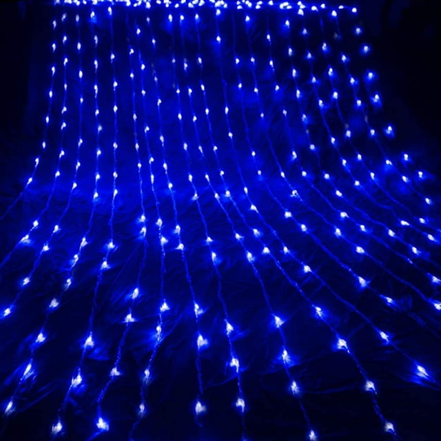 Cortina de lluvia con efecto de flujo de agua de 3 x 3 m, luces LED de cadena, cascada, lluvia de meteoritos, guirnalda de luces para bodas, Navidad, carámbanos, fiestas, hoteles, color azul