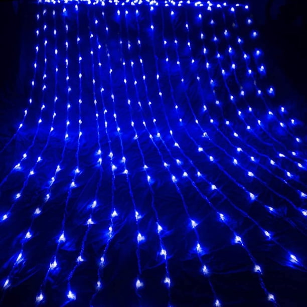 Cortina de lluvia con efecto de flujo de agua de 3 x 3 m, luces LED de cadena, cascada, lluvia de meteoritos, guirnalda de luces para bodas, Navidad, carámbanos, fiestas, hoteles, color azul