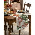 thumbnail image 3 of Christmas Table Runner Snowman - 13x90 Gingerbread Christmas Table Runner with Holly Pine Christmas Tree Winter Decor, Vintage Xmas Winter Decoration for Home Kitchen Dinner Party, 3 of 6