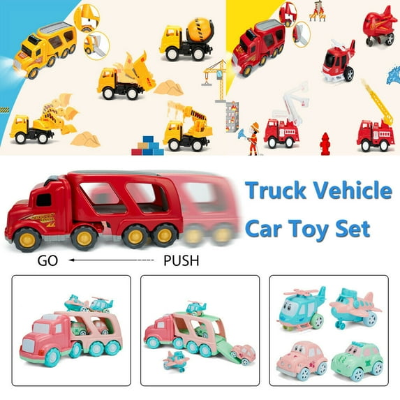 Construction Truck Toys Set for Toddlers Kids Boys and Girls Car Carrier Toy
