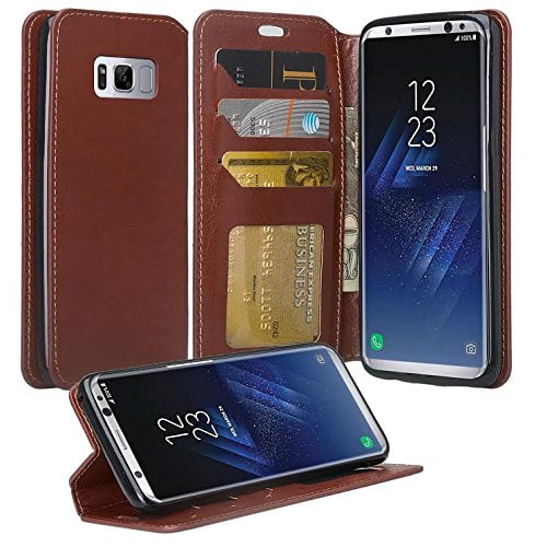 BtDuck Samsung Galaxy S9 Leather Wallet Case Clear Phone Flip Book Cover Shockproof Magnetic Closure Flip Stand Function Card Holder Phone Protective Case Flower Cover Totem Purple