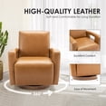 thumbnail image 3 of EverPick Modern Swivel Accent Chair - Faux Leather Armchair with Solid Wood Base, 360° Rotating Lounge Chair for Living Room, Bedroom, Office (Brown, Single Sofa Chair), 3 of 6