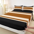 thumbnail image 3 of jejeloiu Vintage Stripes Pattern Bed Sheets,Abstract Geometric King Sheets,Brown Black Sheet Set For Kids,Breathable Home Decor,4-Piece, 3 of 7