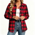 thumbnail image 6 of Josdec Women's Plaid Button Down Shirt, Lapel Long Sleeve with Double Chest Pockets for Office Daily S‑2XL, 6 of 7