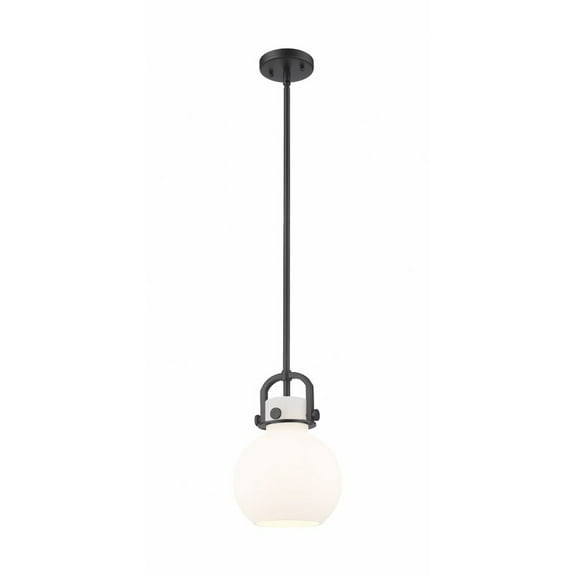 Innovations Lighting Newton Sphere - 1 Light 8" Stem Hung Pendant Matte White/Matte Black