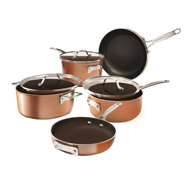 Gotham Steel StackMaster 8-Piece Aluminum Ultra-Nonstick Cast Textured Ceramic Coating Cookware Set