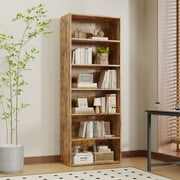 EDX 6 Tier Bookcase Storage, 63 Inch Large Tall Floor Standing Open Bookshelf for Home Office, Living Room, and Bedroom, Rust