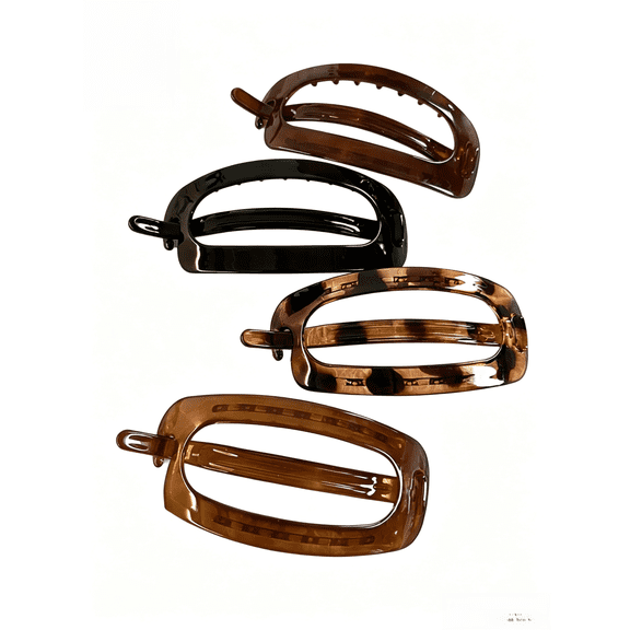 4 pieces of French oval hair clips, flat hair clips with ponytails at the back of the head, Closed hair clips, Plastic non-metallic hair accessories, Suitable for women and girls