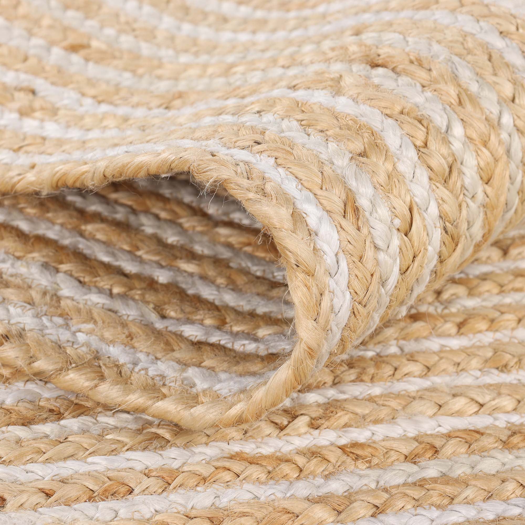 Superior Braided Jute Handwoven Indoor Outdoor Area Rug, 2' x 3', Ivory