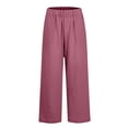 thumbnail image 6 of Women's Wide Leg Pants with Elastic Waist, Lightweight Breathable Loose Trousers for Summer Casual Beach Vacation, Flowy Palazzo, 6 of 6