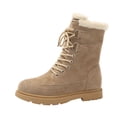 thumbnail image 2 of LOVZFMLL Bottes pour Femmes Bottes de Combat à la Cheville à Lacets Bout Rond Sangles Ajustables Talon Bas Épais Classique à Lacets Automne Hiver, 2 of 9